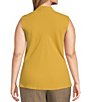 Color:Marigold - Image 2 - Plus Size Sleeveless Tie Sash V-Neck Top