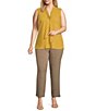 Color:Marigold - Image 3 - Plus Size Sleeveless Tie Sash V-Neck Top