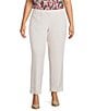 Kasper Plus Size Slim Crepe Crop Pants, Color:Parchment - Image 1