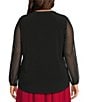 Kasper Plus Size Split V-Neckline Long Illusion Sleeve Knit Top, Color:Black - Image 3