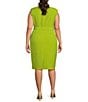 Color:Kiwi - Image 2 - Plus Size Stretch Crepe Cap Sleeve Belted Zipper Pocket Sheath Dress