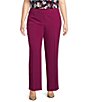 Kasper Plus Size Stretch Crepe Fly Front Slim Leg Coordinating Pants, Color:Cerise - Image 1