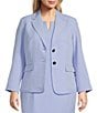 Color:California Sky - Image 1 - Plus Size Stretch Crepe Notch Lapel Collar Long Sleeve Pocketed Jacket
