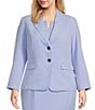 Color:California Sky - Image 3 - Plus Size Stretch Crepe Notch Lapel Collar Long Sleeve Pocketed Jacket