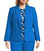 Color:Riviera - Image 1 - Plus Size Stretch Crepe Notch Lapel Collar Welt Pocketed One Button Front Blazer