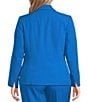 Color:Riviera - Image 2 - Plus Size Stretch Crepe Notch Lapel Collar Welt Pocketed One Button Front Blazer