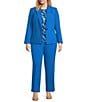 Color:Riviera - Image 3 - Plus Size Stretch Crepe Notch Lapel Collar Welt Pocketed One Button Front Blazer