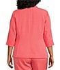 Color:Luxe Salmon - Image 2 - Plus Size Stretch Crepe Notch Lapel Rolled Cuff Sleeve Blazer