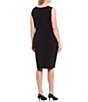 Color:Black - Image 2 - Plus Size Stretch Crepe Sleeveless Sheath Dress