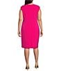 Color:Pink Perfection - Image 2 - Plus Size Stretch Crepe Split Neck Sleeveless Sheath Dress