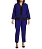 Kasper Plus Size Stretch Crepe Unlined Slim Flat Front Pocketed Pants, Color:Royal Blue - Image 3