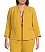 Color:Butterscotch - Image 1 - Plus Size Stretch Crepe Zip Pockets Coordinating Open Front Cardigan Jacket