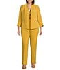 Color:Butterscotch - Image 3 - Plus Size Stretch Crepe Zip Pockets Coordinating Open Front Cardigan Jacket