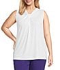 Kasper Plus Size Twist Neck Sleeveless Knit Jersey Shell, Color:Vanilla Ice - Image 1