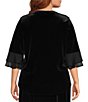 Kasper Plus Size Woven Split V-Neck 3/4 Sleeves Curved Hem Top - Image 2