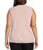Color:Tutu Pink - Image 2 - Plus Size Woven V-Neck Sleeveless Tie Front Blouse