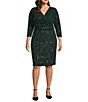 Kasper Plus Size Wrap V-Neck 3/4 Sleeve Pull-On Dress,Specials : American Fashion Style Bags On Sale