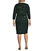 Kasper Plus Size Wrap V-Neck 3/4 Sleeve Pull-On Dress, Color:Evergreen Multi - Image 2