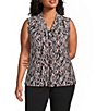 Kasper Plus Sleeveless Knot Front Printed Jersey Knit Blouse - Image 1