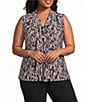 Kasper Plus Size Sleeveless Knot Front Printed Jersey Knit Blouse - Image 1