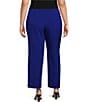 Color:Royal Blue - Image 2 - Plus Size Solid Crepe Slim Straight Ankle Pants