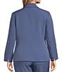 Color:Blue Heron - Image 2 - Plus Solid Stretch Crepe Notch Lapel Long Sleeve Coordinating One Button Blazer