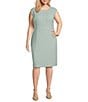 Kasper Plus Size Stretch Crepe Crew Neckline Cap Sleeve Sheath Dress, Color:Sea Glass - Image 1