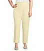 Kasper Plus Size Stretch Crepe Slim Pants, Color:Pale Yellow - Image 1