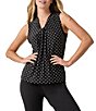 Kasper Polka Dot Printed Knot-Front V-Neck Sleeveless Blouse - Image 1