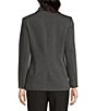 Color:Dark Grey Heather - Image 2 - Ponte Notch Collar Long Zippered Sleeve Button Front Blazer