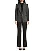 Color:Dark Grey Heather - Image 3 - Ponte Notch Collar Long Zippered Sleeve Button Front Blazer
