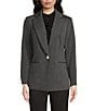 Color:Dark Grey Heather - Image 4 - Ponte Notch Collar Long Zippered Sleeve Button Front Blazer