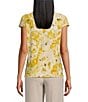 Color:Butterscotch Multi - Image 2 - Printed Cowl Neck Short Sleeve Top