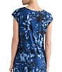 Kasper Printed Cap Sleeve Blouse With Bow Neck - Image 2