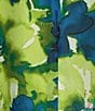 Color:Kiwi Riviera Multi - Image 4 - Printed Crew Neck Ruffle 3/4 Sleeve Blouse