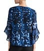 Kasper Ruffle 3/4 Sleeve Printed Blouse - Image 2
