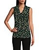 Kasper Printed Sleeveless V-Neck Knot Front Blouse, Color:Evergreen Multi - Image 1