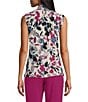 Kasper Printed V-Neck Sleeveless Tie Front Blouse, Color:Vanilla Ice/Cerise Multi - Image 2