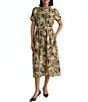 Kasper Puff Sleeve Printed Midi Dress - Image 1