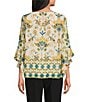 Kasper Ruffle 3/4 Sleeve Printed Blouse - Image 2