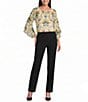 Kasper Ruffle 3/4 Sleeve Printed Blouse - Image 3