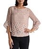 Kasper Ruffle 3/4 Sleeve Printed Blouse - Image 1