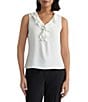 Kasper Ruffle Front V Neck Blouse - Image 1