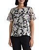 Kasper Ruffle Short Sleeve Printed Blouse - Image 1