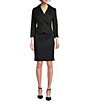 Color:Black - Image 1 - Shawl Collar Button Front Zipper Back Jacket Skirt Set