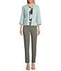 Kasper Shawl Collar 3/4 Sleeve Open Front Crepe Jacket, Color:Sea Glass - Image 3