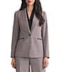 Kasper Shawl Collar Houndstooth One Button Blazer Jacket, Color:Black/Fire Red Multi - Image 1