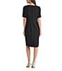 Kasper Short Sleeve Asymmetrical Neck With Beaded Embellishment, Color:Black - Image 2