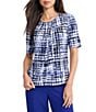 Kasper Short Sleeve Box Pleated Blouse - Image 1