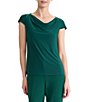 Kasper Short Sleeve Drape Neck Jersey Top - Image 3